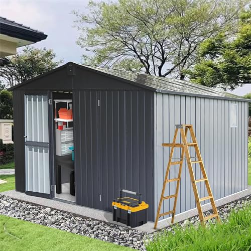 Extra Large Galvanized Steel Storage Shed 11' x 12.5' with Windows & Lock
