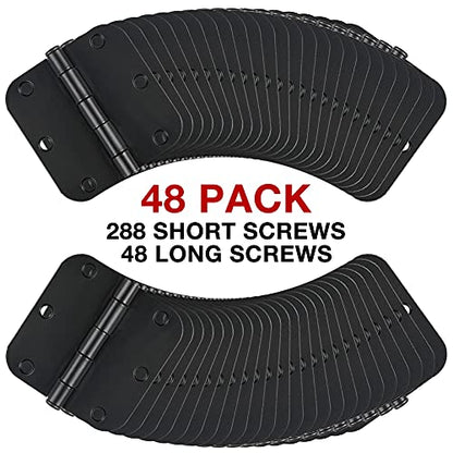 Rounded Door Hinges Matte Black 3.5" 5 (48 Count)