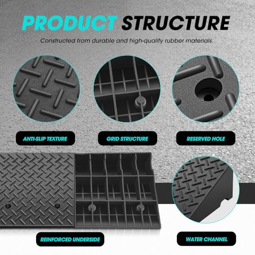 7.7" Rise Rubber Curb Ramp Heavy Duty Loading Driveway Ramp Threshold Ramp 39" W x 19.7" D x 7.7" H for Loading Dock
