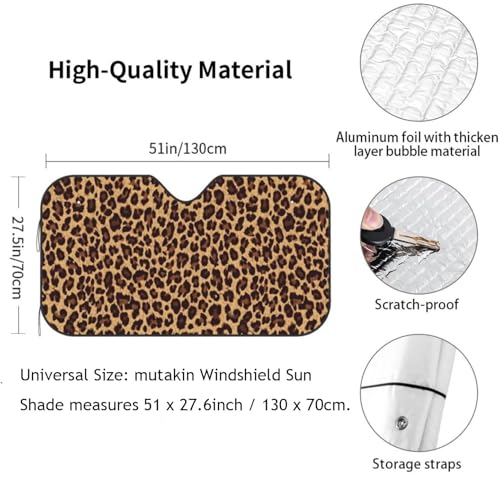 Leopard Car Windshield Sunshade Front Window Sun Visor Protector Foldable Shield Cover for Truck SUV