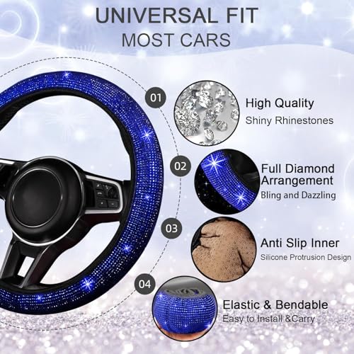 Bling Car Floor Mats Full Set and Steering Wheel Cover