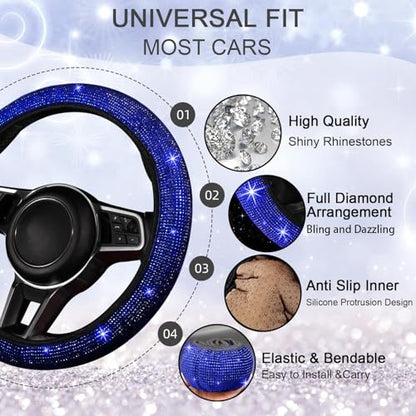 Bling Car Floor Mats Full Set and Steering Wheel Cover