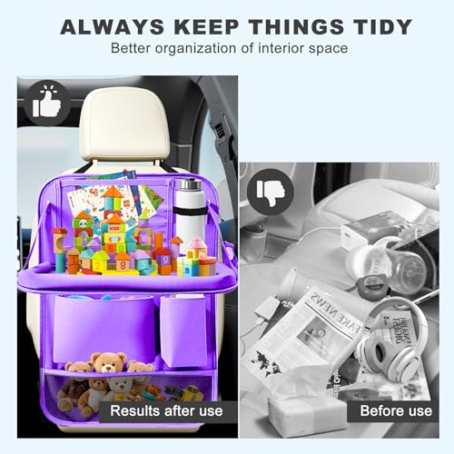 2Pack Car Backseat Organizer with Foldable Table Tray (2 Count)