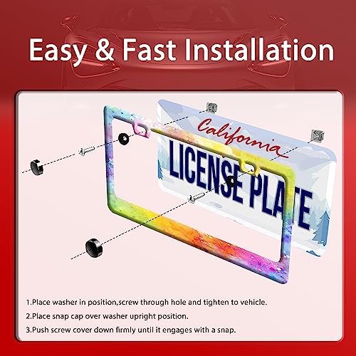 Colorful Rainbow License Plate Frame Stainless Steel Decorative 12.3"x6.3"