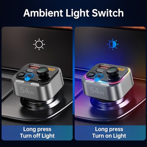Bluetooth 5.4 FM Transmitter Car Adapter 54W