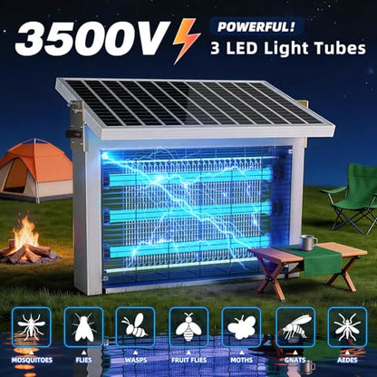 Powerful Big Solar Bug Zapper Outdoor for 10000 sq.ft with 30W Solar Panel