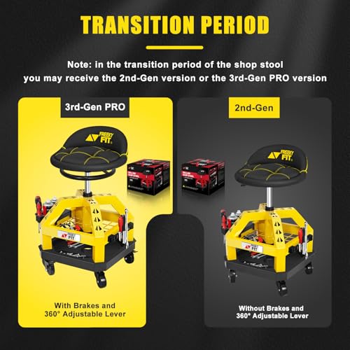 Rolling Shop Stool for Garage with Casters