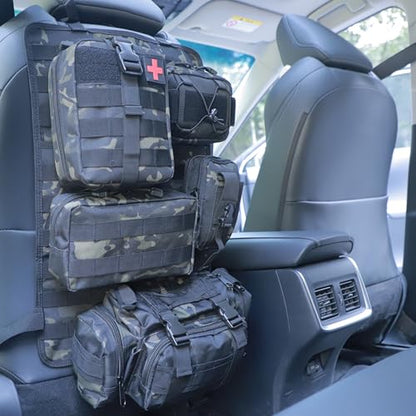 Universal Tactical Seat Back Organizer Vehicle Molle Panel Organizer Storage Bag with 5 Detachable Molle Pouch for All Vehicel Such as Jeep