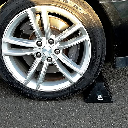 2 Pack Wheel Chocks Rubber Heavy Duty Black with Eyebolt (2 Count)