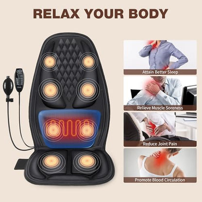 Vibration Massage Seat Cushion with Lumbar Heat