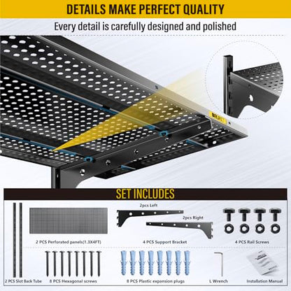 2 Tier 1.3x4ft Garage Shelving Wall Mounted (2 Count)