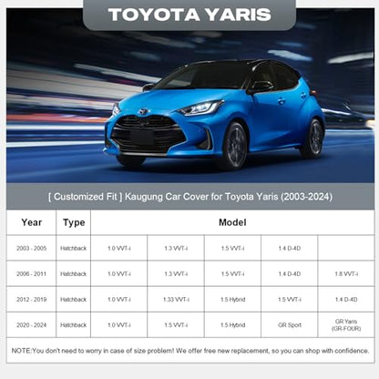 Waterproof Car Cover Custom Fit Toyota Yaris Hatchback 2003