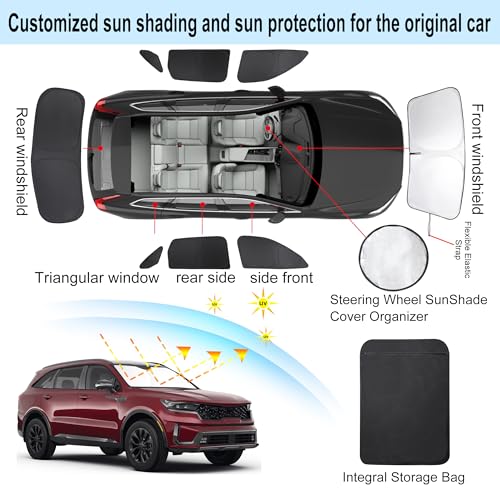 Window Shades for Kia Sorento SUV 2021 (8 Count)