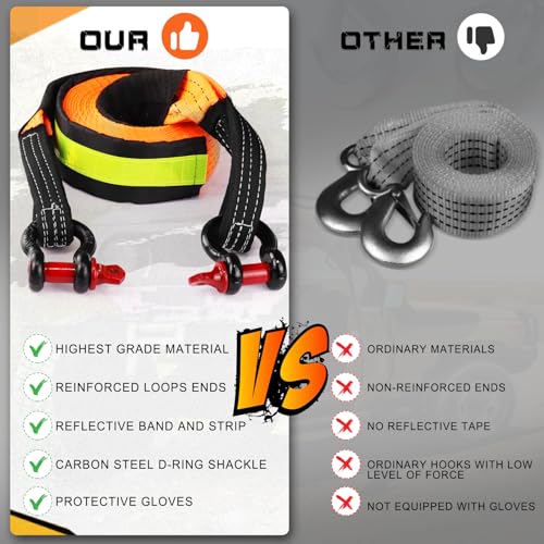 Tow Strap Heavy Duty with Hooks (2 Count)