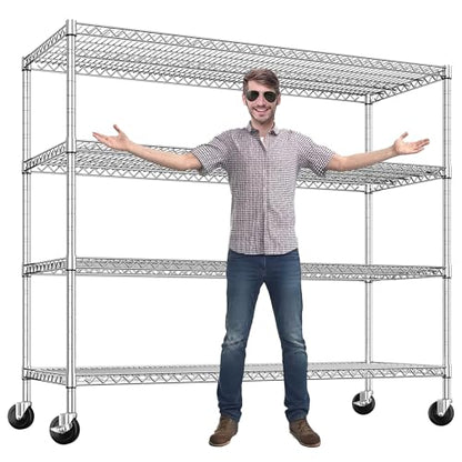 4 Tier Heavy Duty Shelving with Wheels