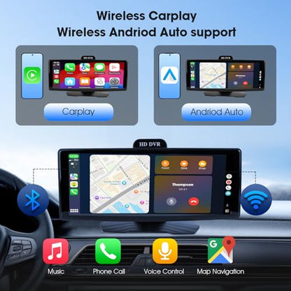 10.26" Portable Wireless Apple CarPlay Screen for Car