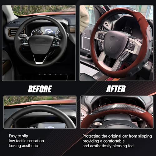 Breathable Leather Steering Wheel Cover with Non