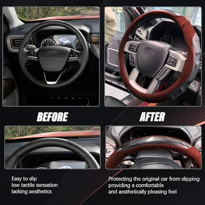 Breathable Leather Steering Wheel Cover with Non