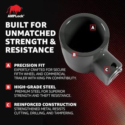 U-PLS 1-Cylinder Strong King Pin Lock for Semi-Trailer and 5th Wheel - Anti Theft Trailer Hitch Lock, Keyed Alike Commercial & Travel RV Hitch Locks with Keys for Enhanced RV Security