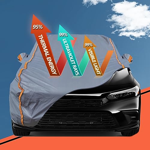 6 Layers PEVA Premium Full Car Cover Fit for Sedan hatchback Pickup SUVs MPV Rain and snow protection