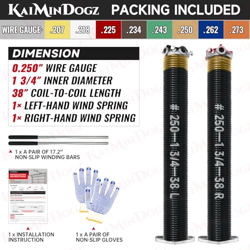 Pair of 1.75" Garage Door Torsion Springs Set with Non