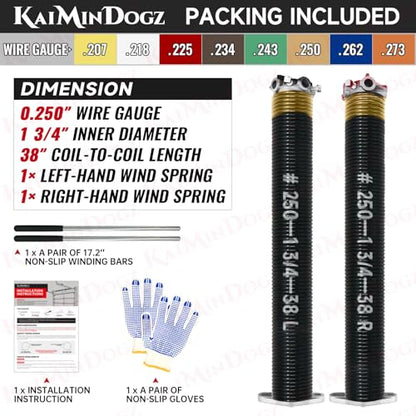 Pair of 1.75" Garage Door Torsion Springs Set with Non