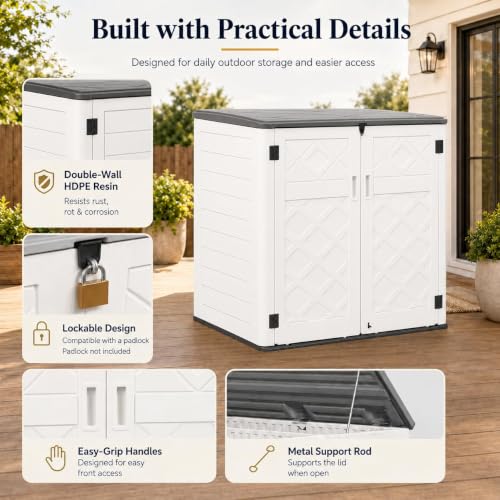 Outdoor Storage Cabinet 38 Cu.Ft Horizontal Resin Storage Shed