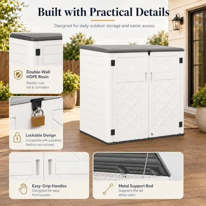 Outdoor Storage Cabinet 38 Cu.Ft Horizontal Resin Storage Shed