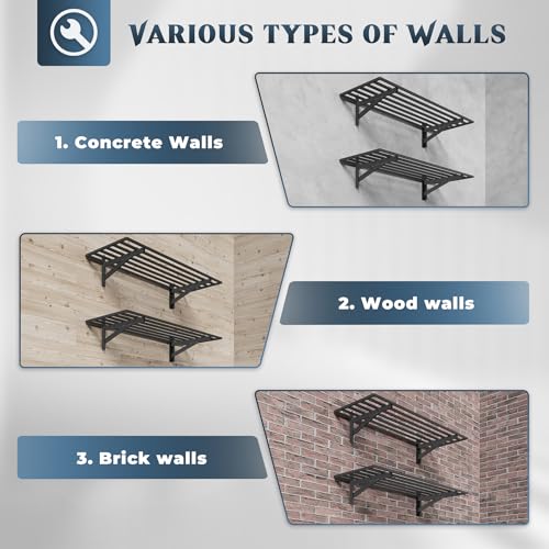 2 Pack Wall Mounted Garage Shelving with 8 Hooks (2 Count)