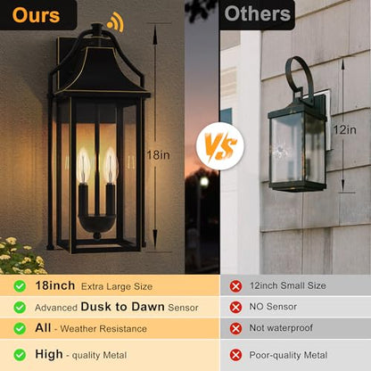 18IN Dusk to Dawn Outdoor Wall Sconce