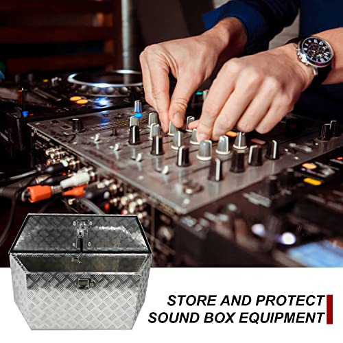 39 Inch Heavy Duty Aluminum Stripes Plated Tool Box Pick Up Truck Bed RV Trailer Tongue Toolbox Waterproof Storage Organizer with Lock and Keys