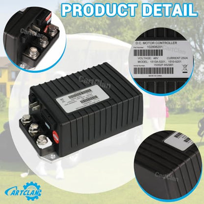 1510A-5201/1510A-5251 Golf Cart DC Motor Controller Suitable for 2000-2008 Club Car DS/Precedent Golf Cart, Black 48V 250A DC Controller Replace OEM# 1510A-5201/1510A-5251