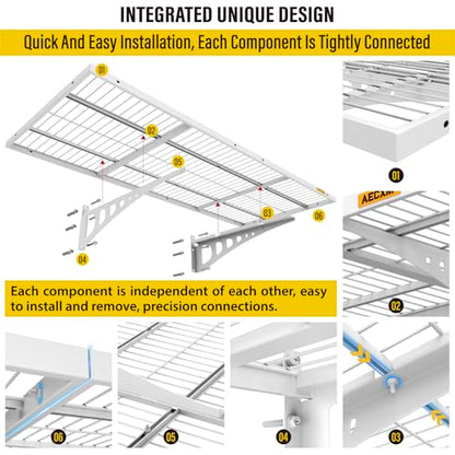 1.64x4ft 2Pack Wire Shelving Unit Heavy Duty Garage Storage Shelves Wall Mounted White 560lbs Load Capacity（20 (2 Count)
