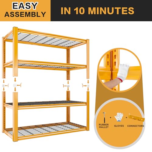 40" W Yellow Garage Shelving with Double