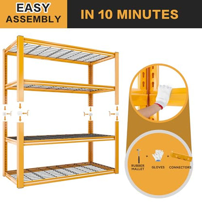 40" W Yellow Garage Shelving with Double