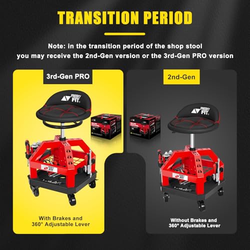 Rolling Shop Stool for Garage with Casters