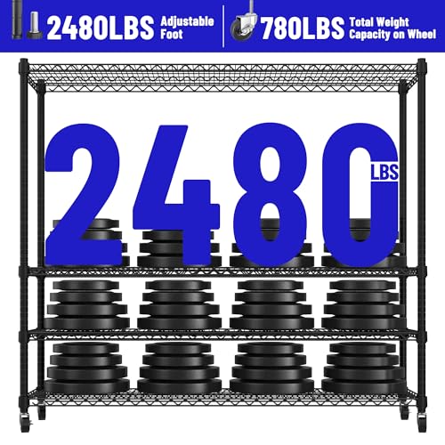 4 Tier Heavy Duty Shelving with Wheels