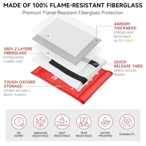 Fire Blanket Emergency for Home Kitchen (6 Count)