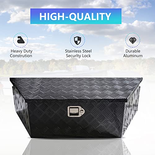 39" x 12" x 16.5" Trailer Tongue Tool Box Heavy Duty Aluminum Trailer Toolbox Organizer Truck Underbody Box with Latch and Keys Compatible with Pick Up Truck Bed RV Trailer ATV Black