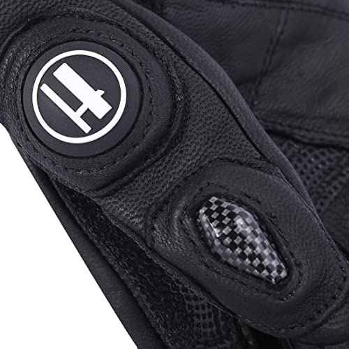 Mens Leather Motorbike Gloves KM046 Black XXL