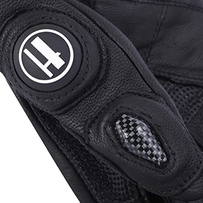 Mens Leather Motorbike Gloves KM046 Black XXL