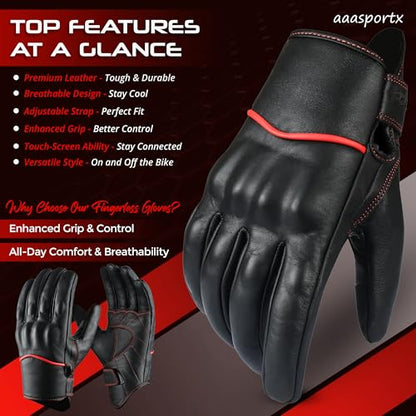 Motorcycle Gloves Men's Leather Motorbike Gloves Touchscreen Function