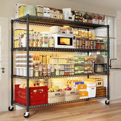 60''W Storage Shelves 2399LBS Metal Shelving Unit with Wheels & Feet (2 Count)