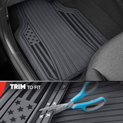 MotorTrend Black Flag Rubber Floor Mats
