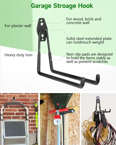 Garden Tool Organizer 48 inches with 18 Garage Wall Hooks in 9 Types (70.4 Ounce)