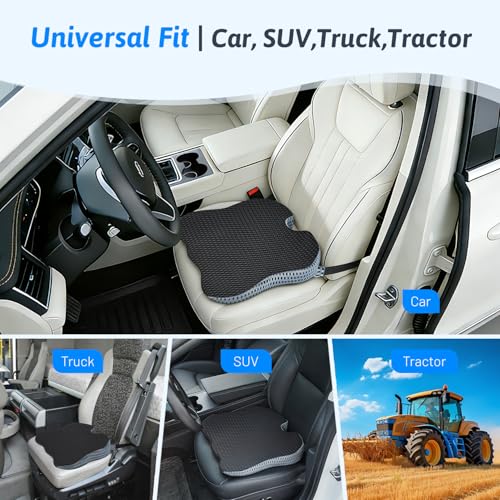 Wedge Car Seat Cushion for Better Visibility & Sciatica Pain Relief