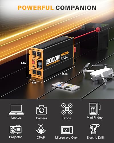 2000W Pure Sine Wave Inverter 12V DC to 110V 120V AC Car Converter for RV Truck Off