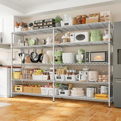 69.8" W Storage Shelves 1510LBS Wire Shelving Unit 5 Tier Metal Shelving for Storage Rack Shelves Adjustable Heavy Duty Garage Shelf Pantry Shelves Kitchen Shelving (5 Count)