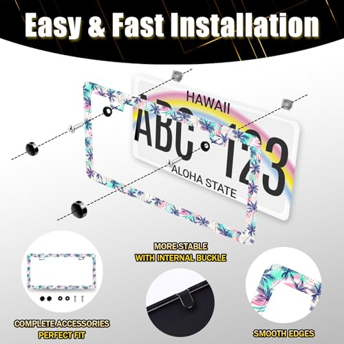 Palm Tree License Plate Frame Hawaii Tropical Leaves License Plate Holder