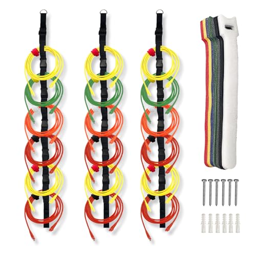 3 Pcs Extension Cord Organizers Storage Garage Extension Cord Holder with 6 Slots Organizer Straps with 28 Pcs Cable Ties 6 Pcs Hardware Nails for Vertical Space Cable Hose Rope String Lights (3 .)